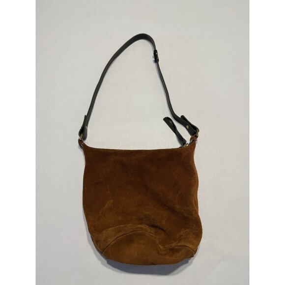 Clare V Jeanne Dark Brown Suede Black Leather Bucket Bag - Picture 3 of 9